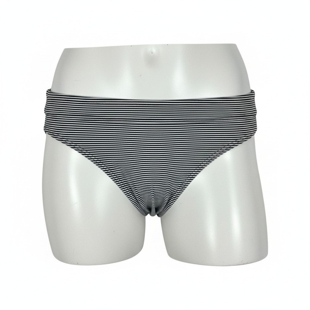 Prana Breya Hipster Black Striped Bikini Swim Bottom XL Beach Poolcore Vacation
